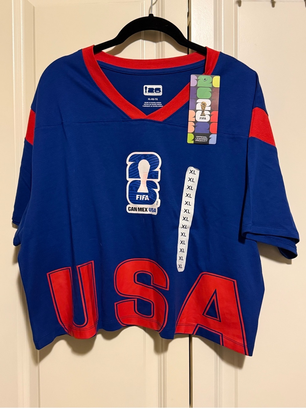 FIFA USA Women’s Cropped Blue & Red Soccer Jersey